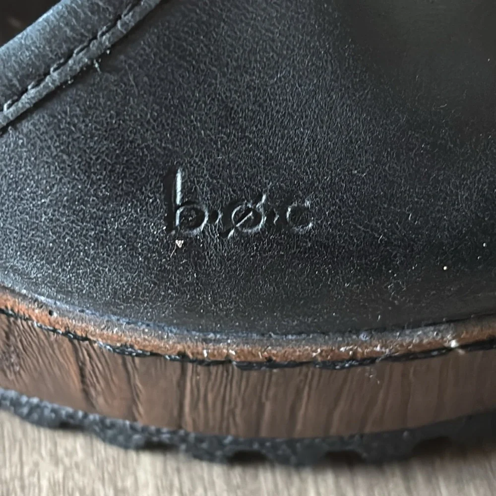 BOC Black Leather Wedge Clogs - Picture 2 of 9